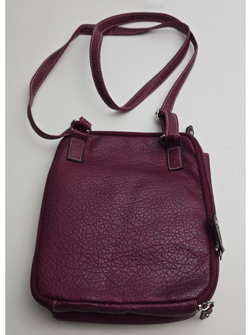 Rosetti Vintage Faux Leather Crossbody Bag - Burgundy Pebbled Utility Purse Y2K - Picture 3 of 8